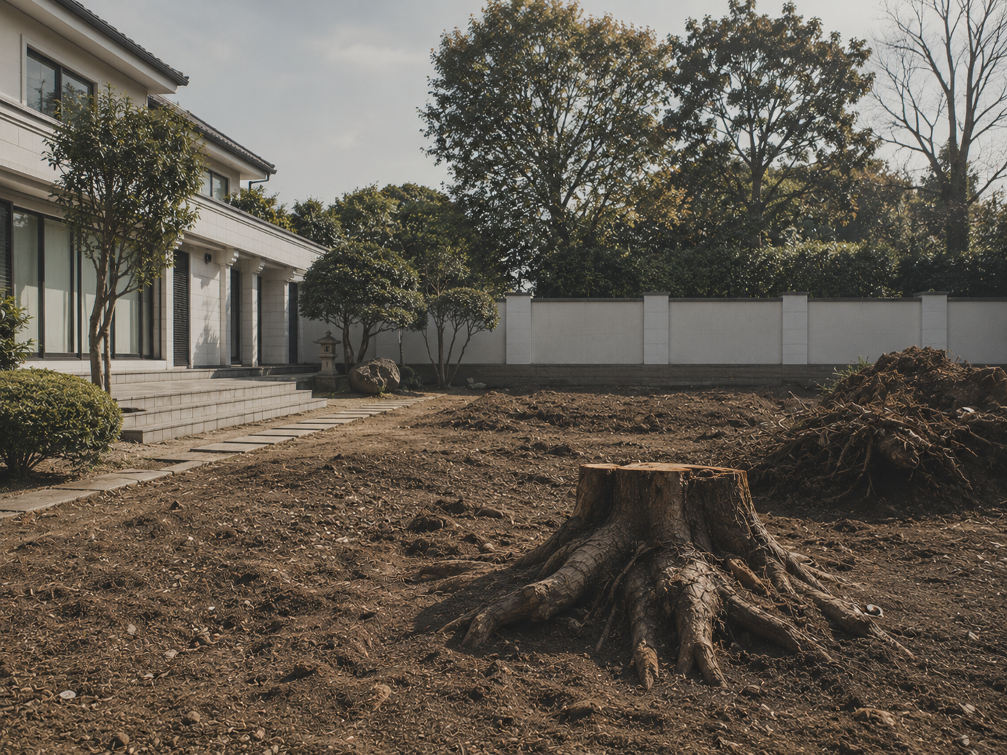 大泉学園・屋敷林のクヌギ伐採